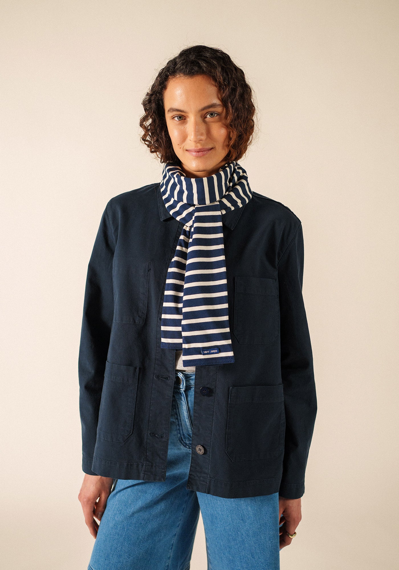 Eve scarf (MARINE/ECRU)