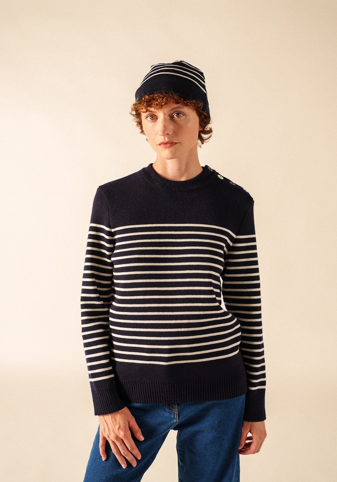 Glow-In-The-Dark Beanie - in wool (NAVY/PHOSPHORESCENT)