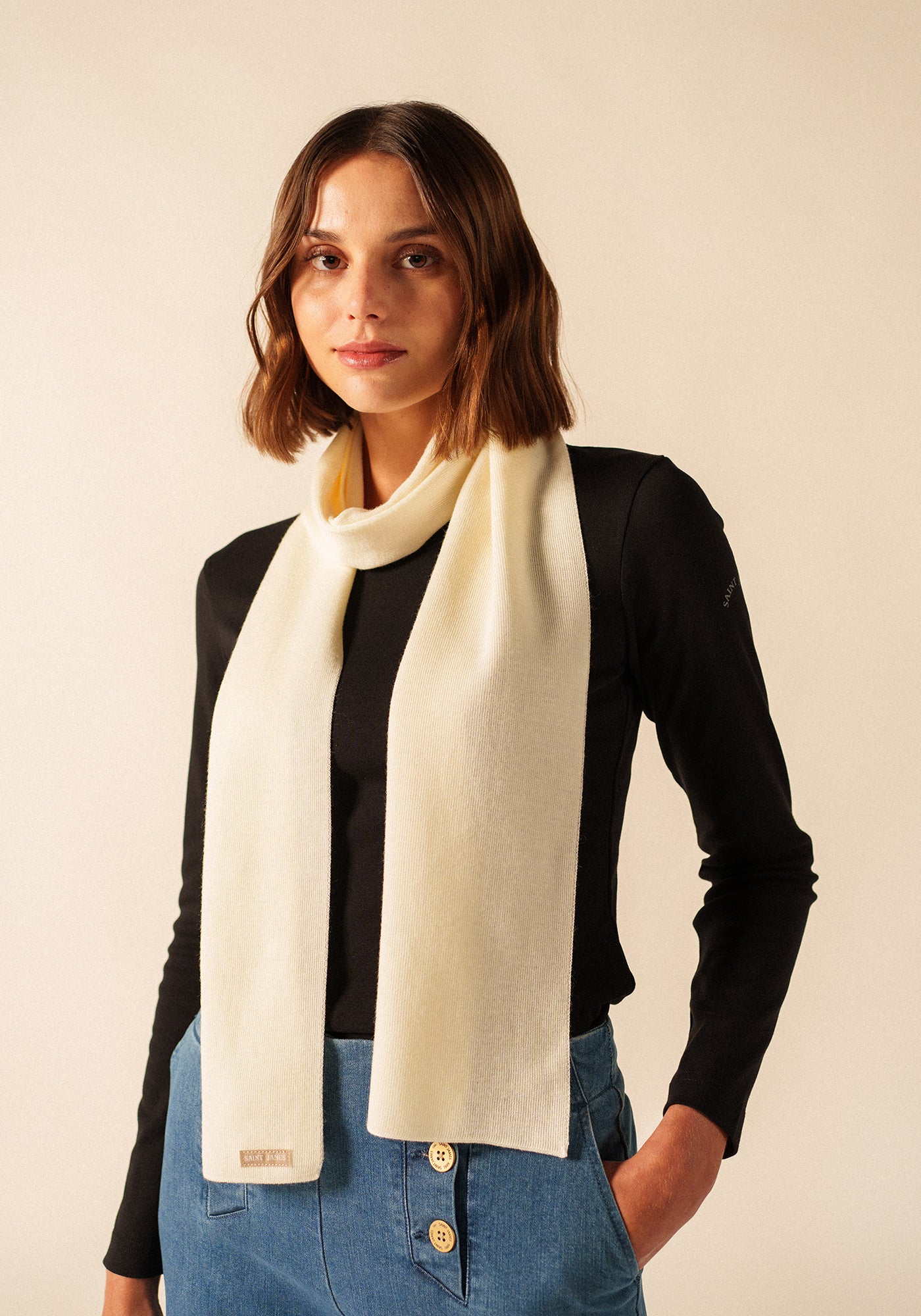Marée Solid Scarf - in wool (BLANC)