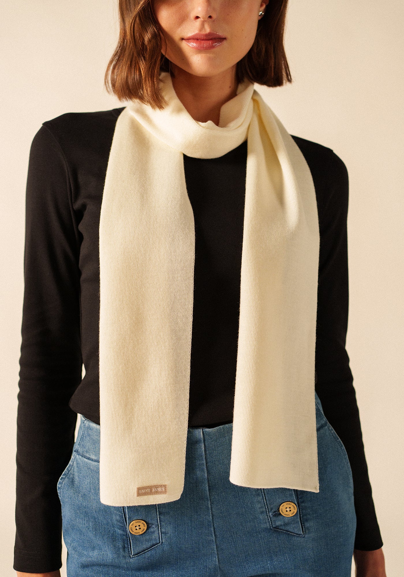 Marée Solid Scarf - in wool (BLANC)