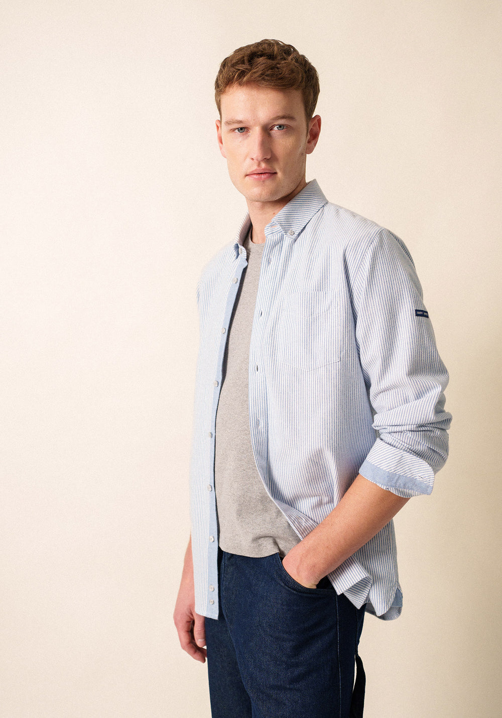 Nolan striped shirt - in cotton (AMIRAL/ECUME)