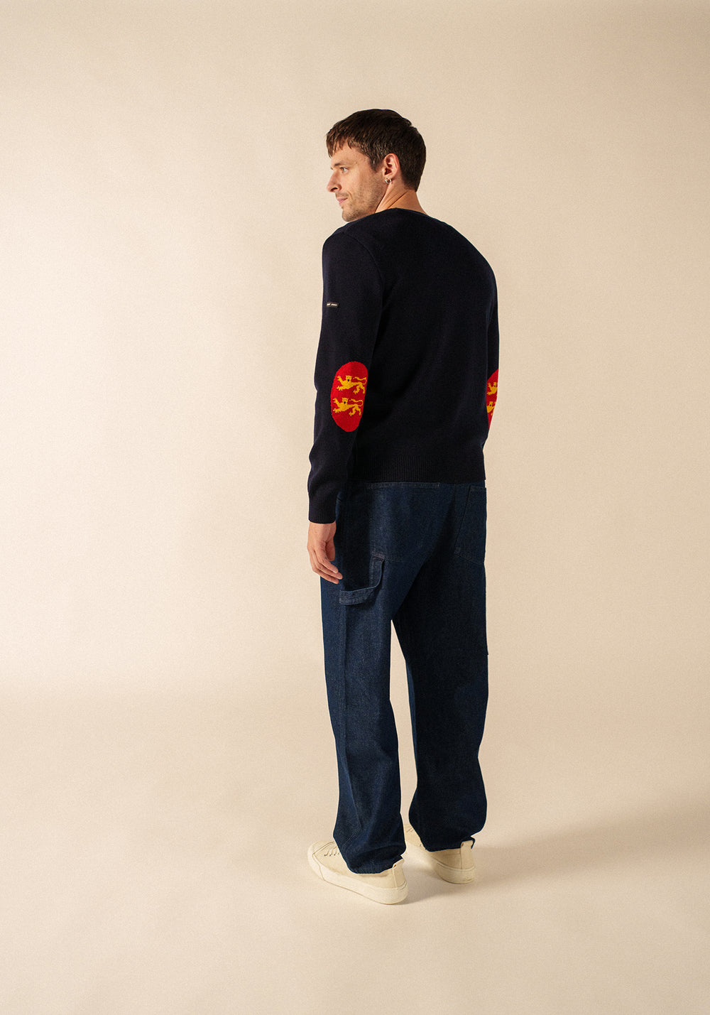 Elbow patches cardigan (NAVY/NORMANDIE)