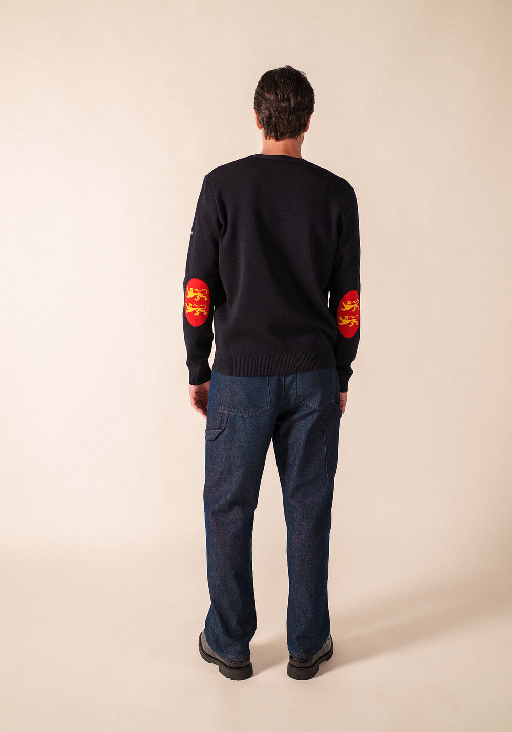 Elbow patches cardigan (NAVY/NORMANDIE)