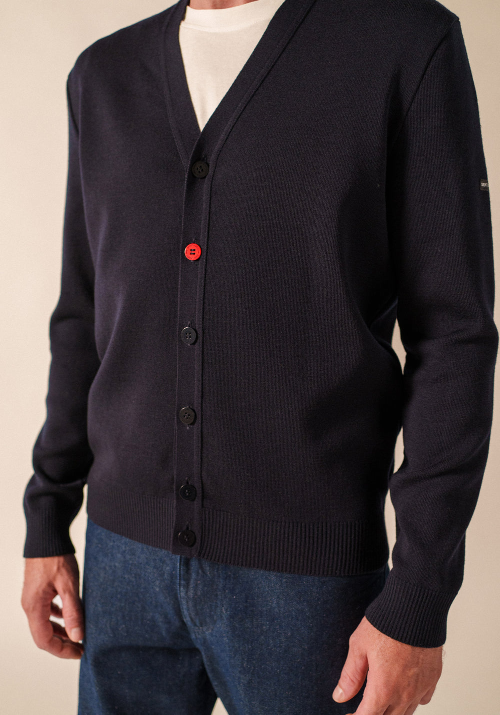 Elbow patches cardigan (NAVY/NORMANDIE)
