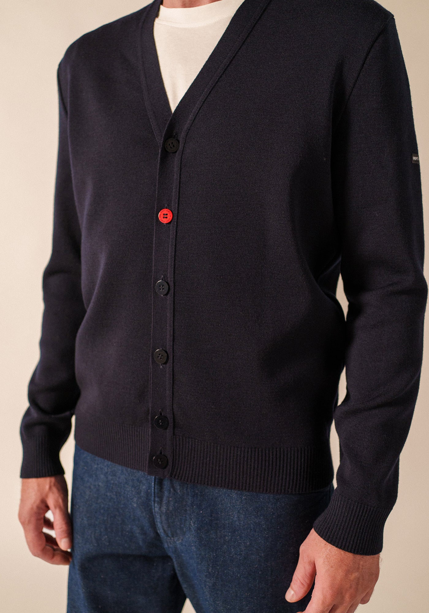 Elbow patches cardigan (NAVY/NORMANDIE)