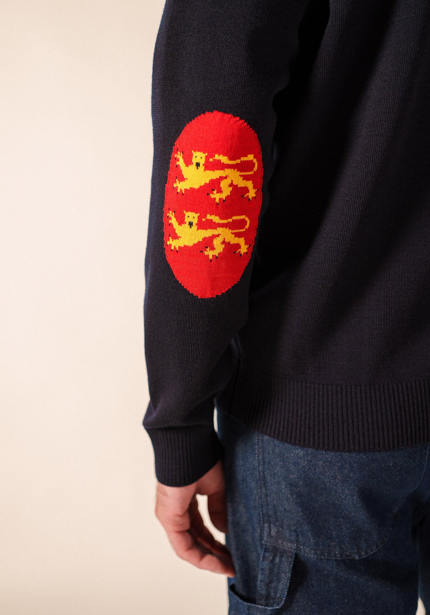 Elbow patches cardigan (NAVY/NORMANDIE)