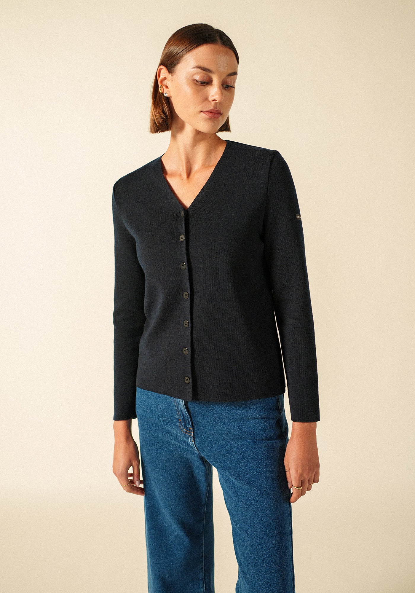 Brévands Cardigan Elbow Patches (NAVY/NORMANDIE)