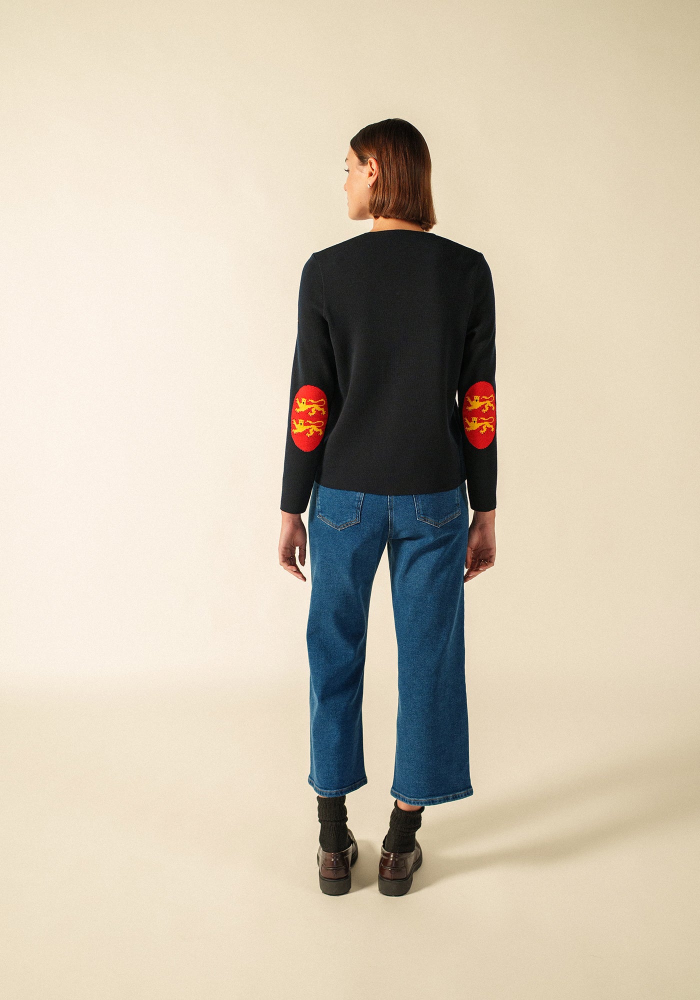 Brévands Cardigan Elbow Patches (NAVY/NORMANDIE)