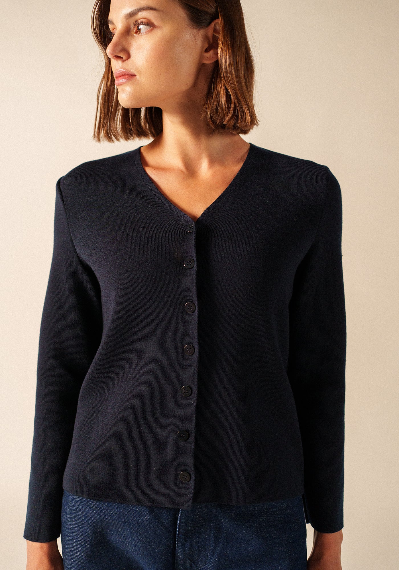 Brévands Cardigan Elbow Patches (NAVY/NORMANDIE)