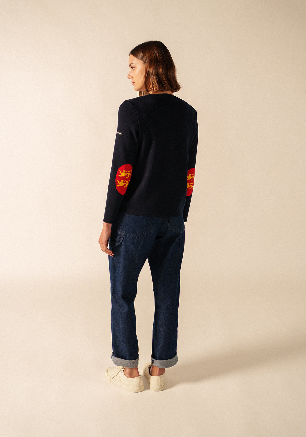 Brévands Cardigan Elbow Patches (NAVY/NORMANDIE)