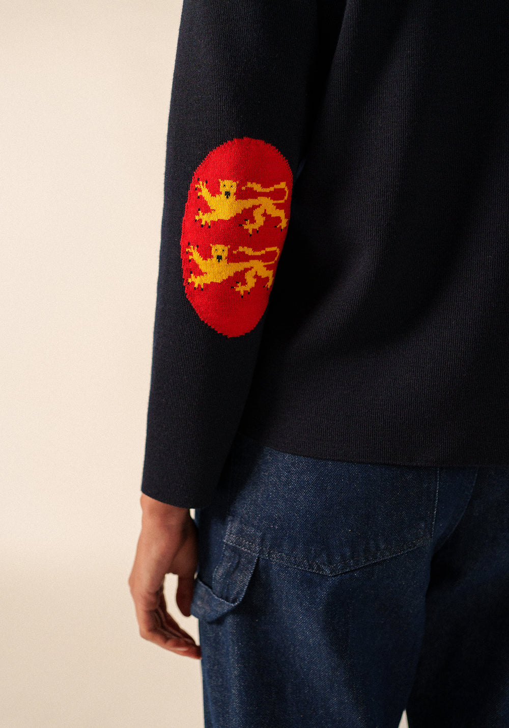 Brévands Cardigan Elbow Patches (NAVY/NORMANDIE)