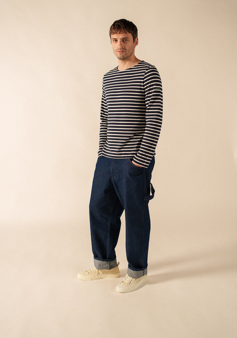 Glow-In-The-Dark Minquiers Striped Sailor Shirt - in cotton (NAVY/PHOSPHORESCENT)