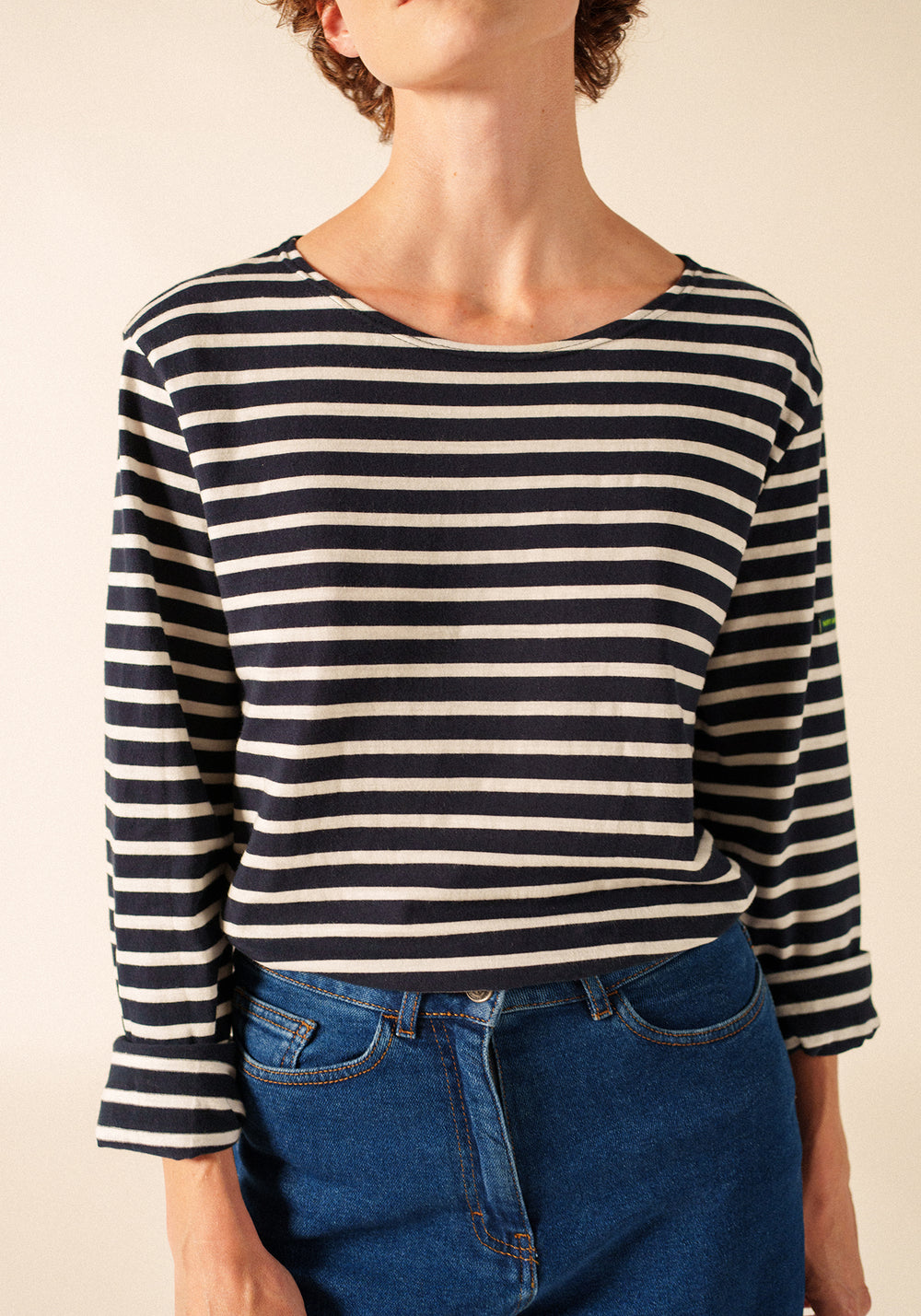 Glow-In-The-Dark Minquiers Striped Sailor Shirt - in cotton (NAVY/PHOSPHORESCENT)