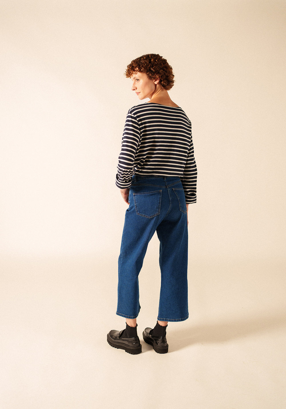 Glow-In-The-Dark Minquiers Striped Sailor Shirt - in cotton (NAVY/PHOSPHORESCENT)