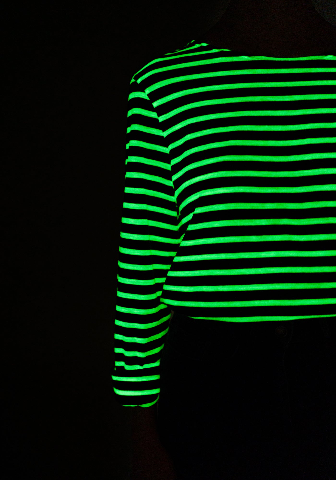 Glow-In-The-Dark Minquiers Striped Sailor Shirt - in cotton (NAVY/PHOSPHORESCENT)