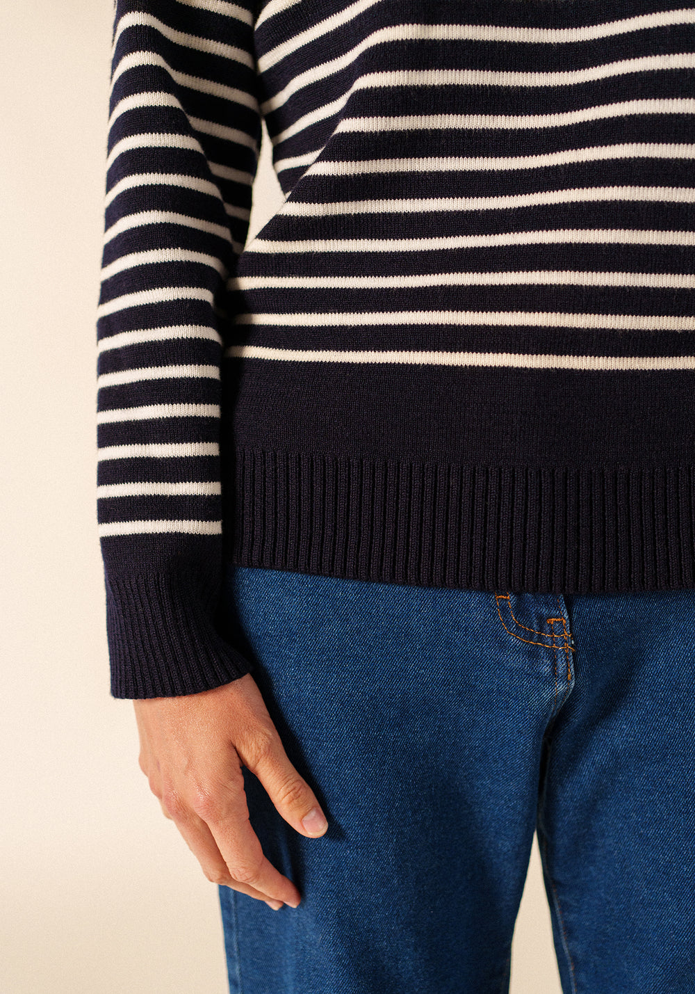 Glow-In-The-Dark Binic Striped Jumper - in wool (MARINE/PHOSPHORESCENT)
