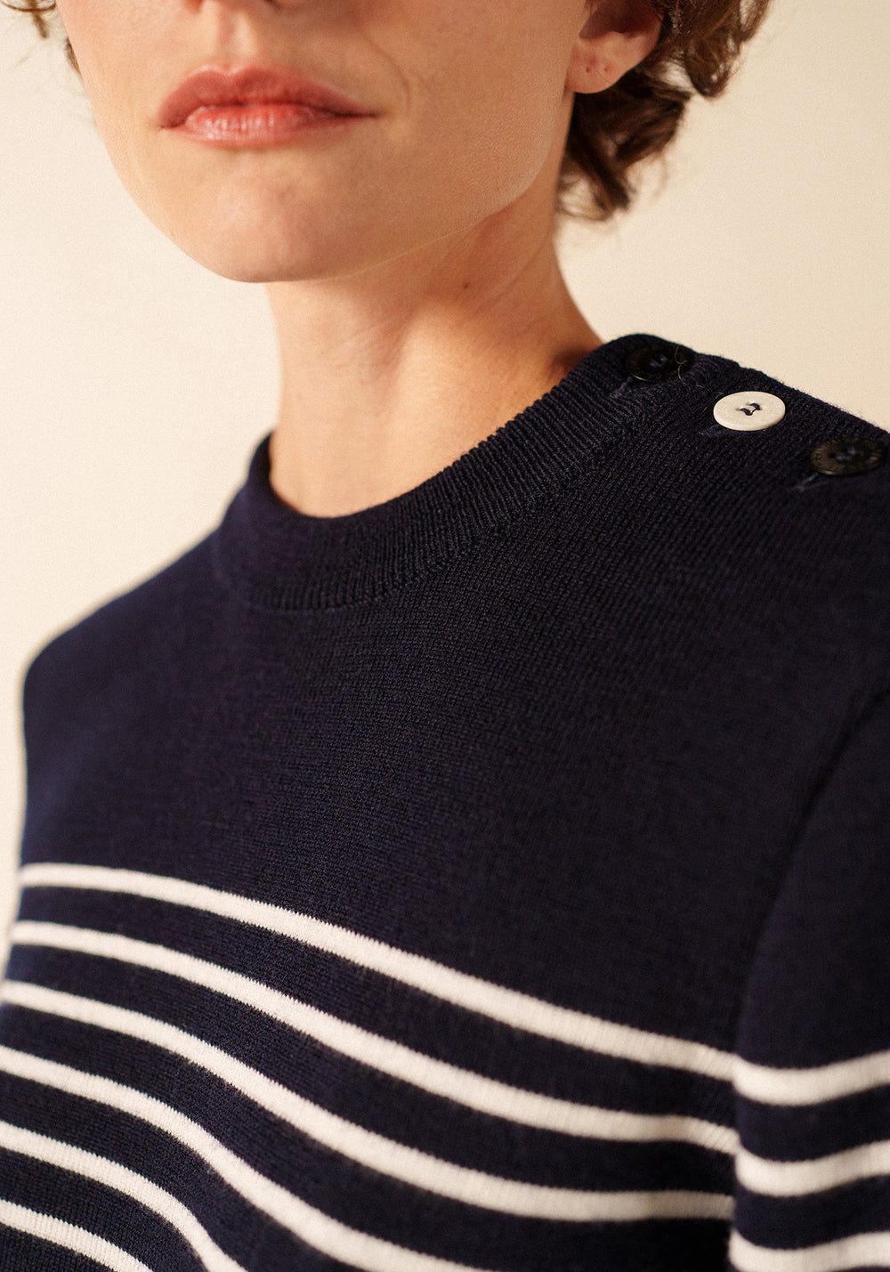 Glow-In-The-Dark Binic Striped Jumper - in wool (MARINE/PHOSPHORESCENT)