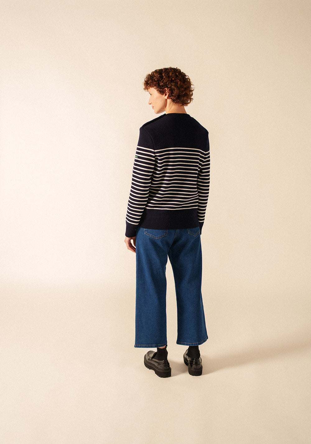 Glow-In-The-Dark Binic Striped Jumper - in wool (MARINE/PHOSPHORESCENT)
