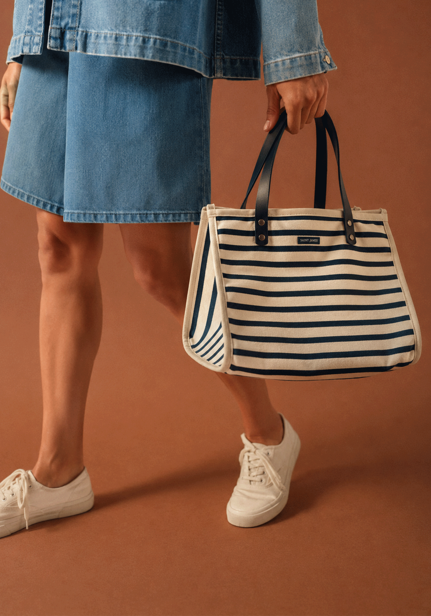 Striped Square Bag (ECRU/MARINE/MARINE)
