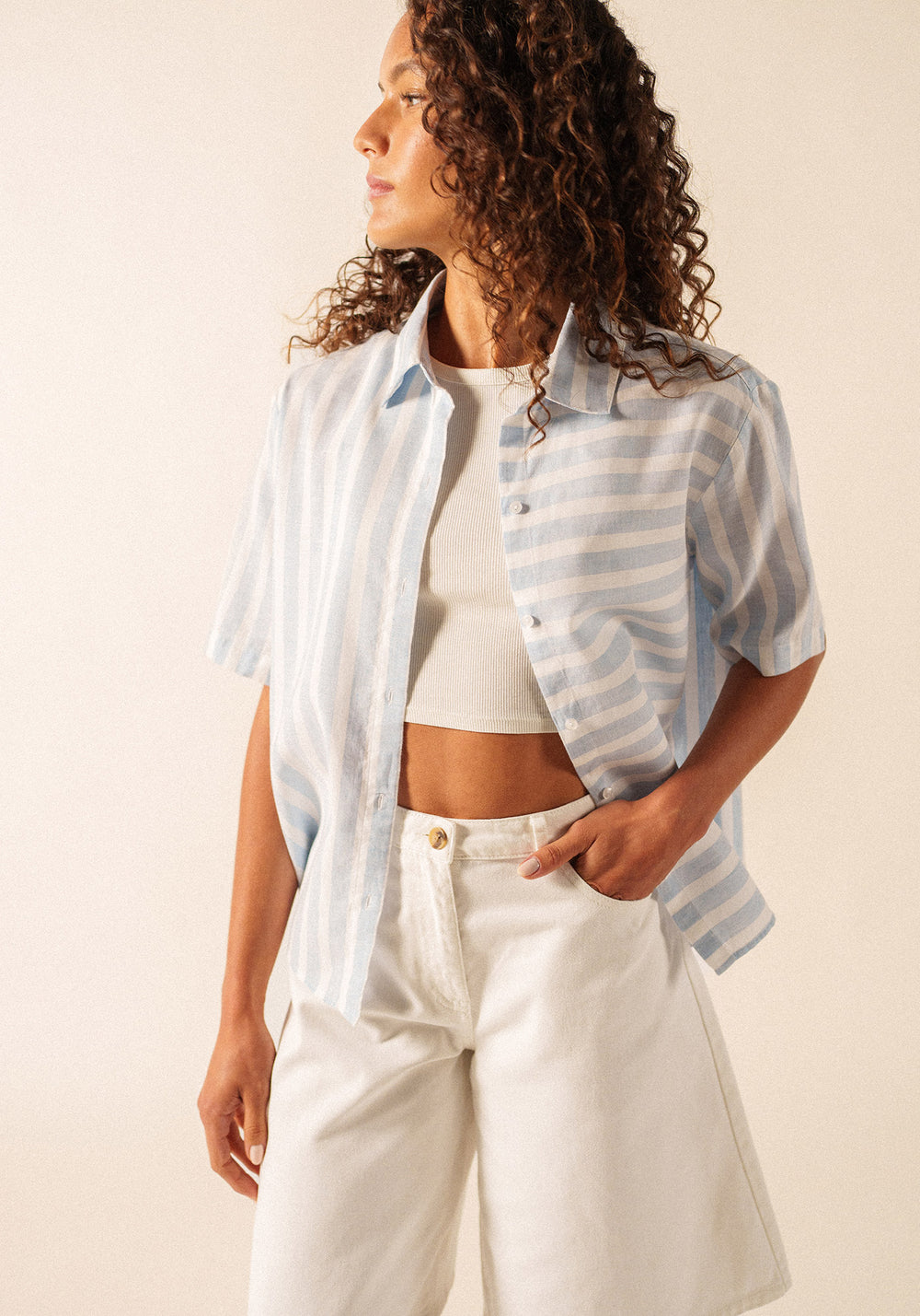 Alma Shirt (BLANC/BLEU)