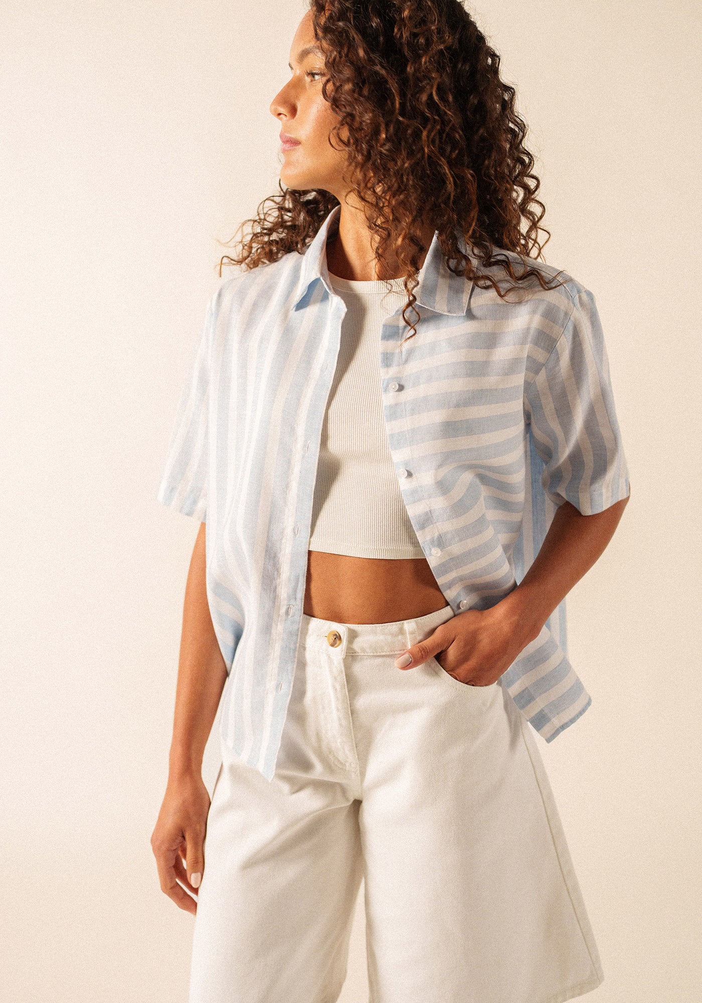 Alma Shirt (BLANC/BLEU)