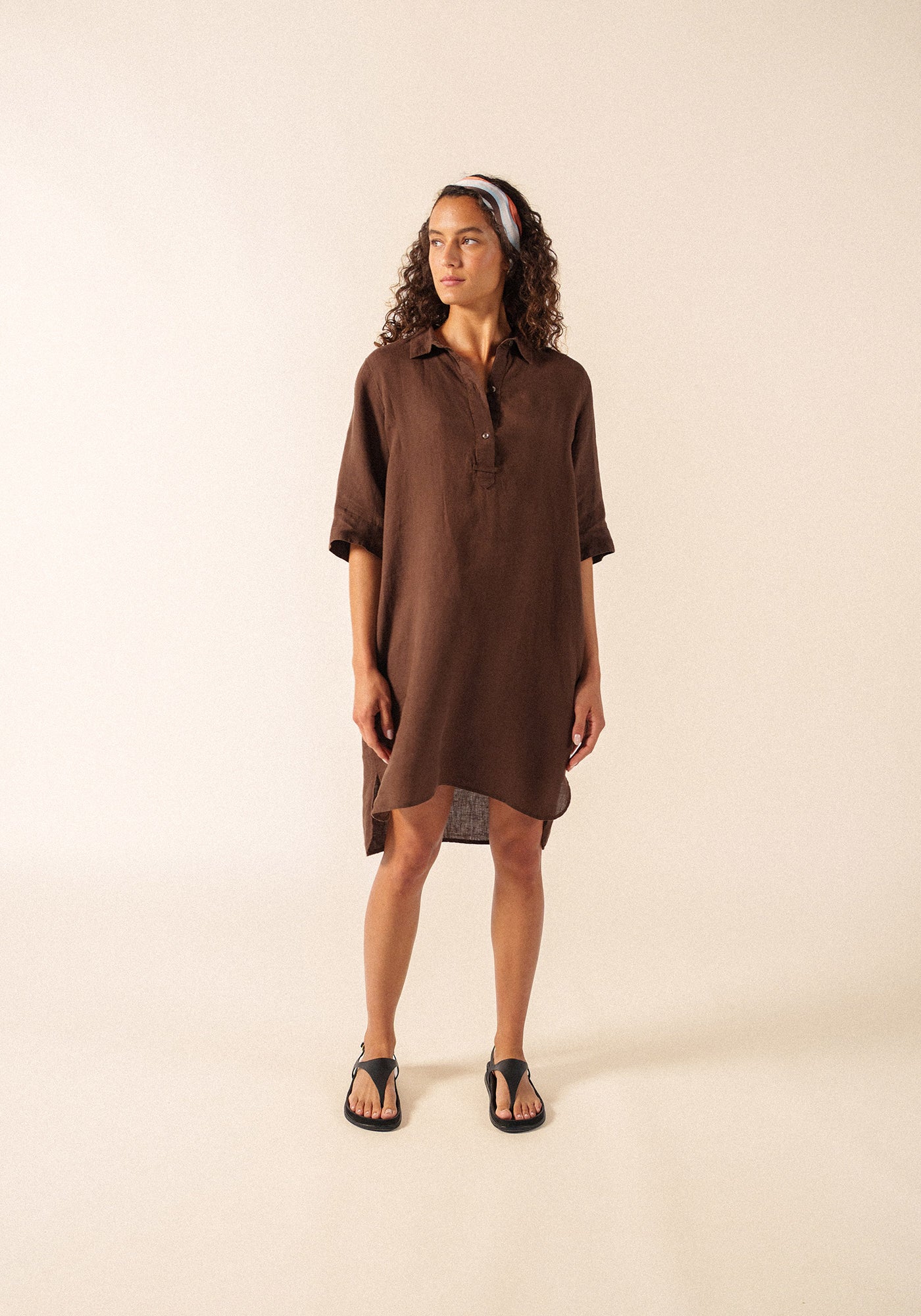Léonie Linen Dress (EXPRESSO)