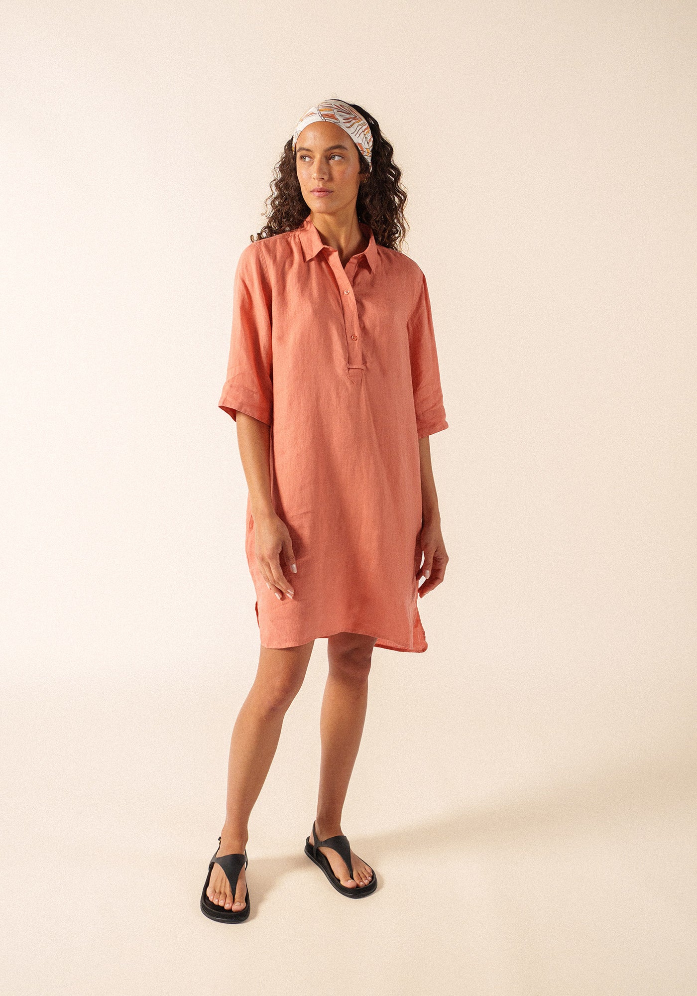 Léonie Linen Dress (ARGILE)