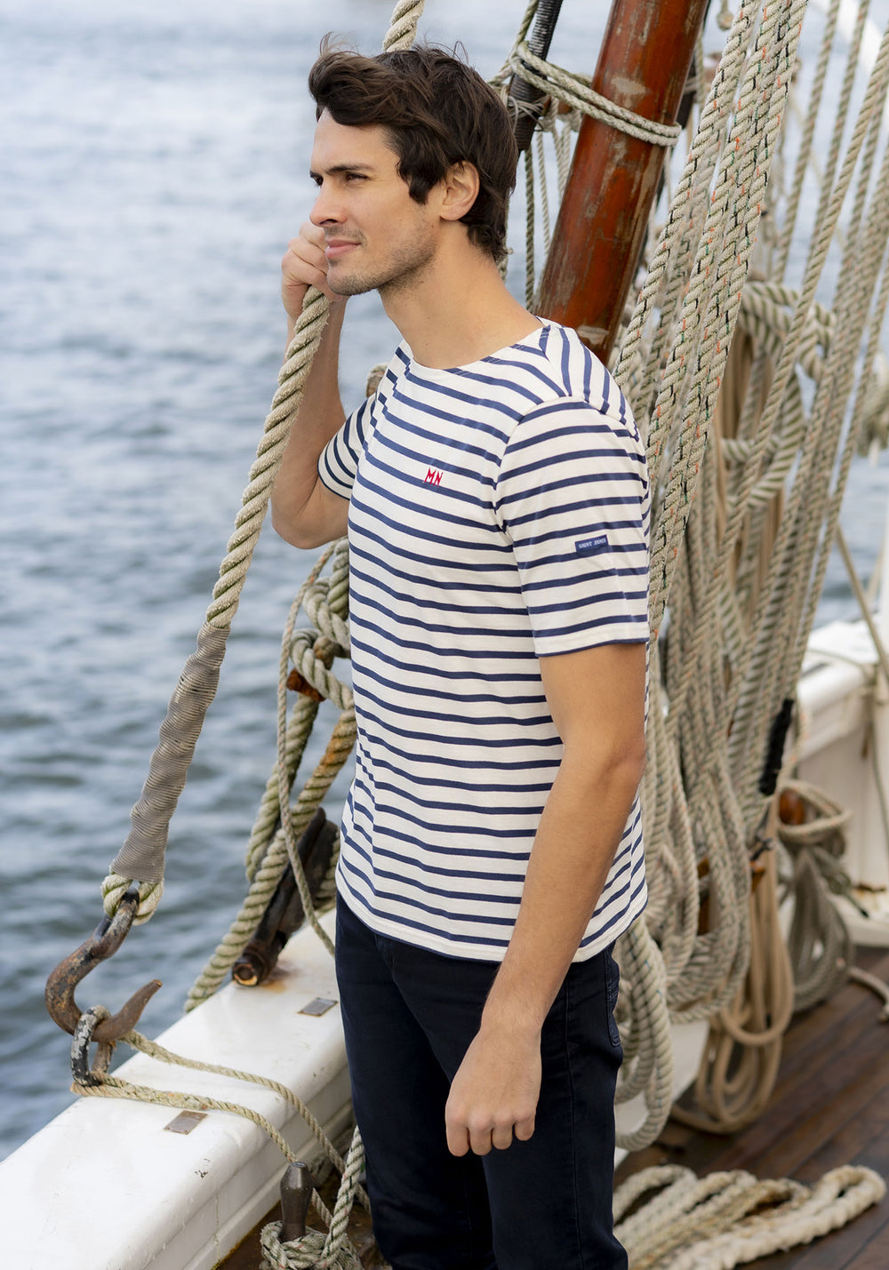 Narval x Marine nationale Breton Shirt (ECRU/NAVY)