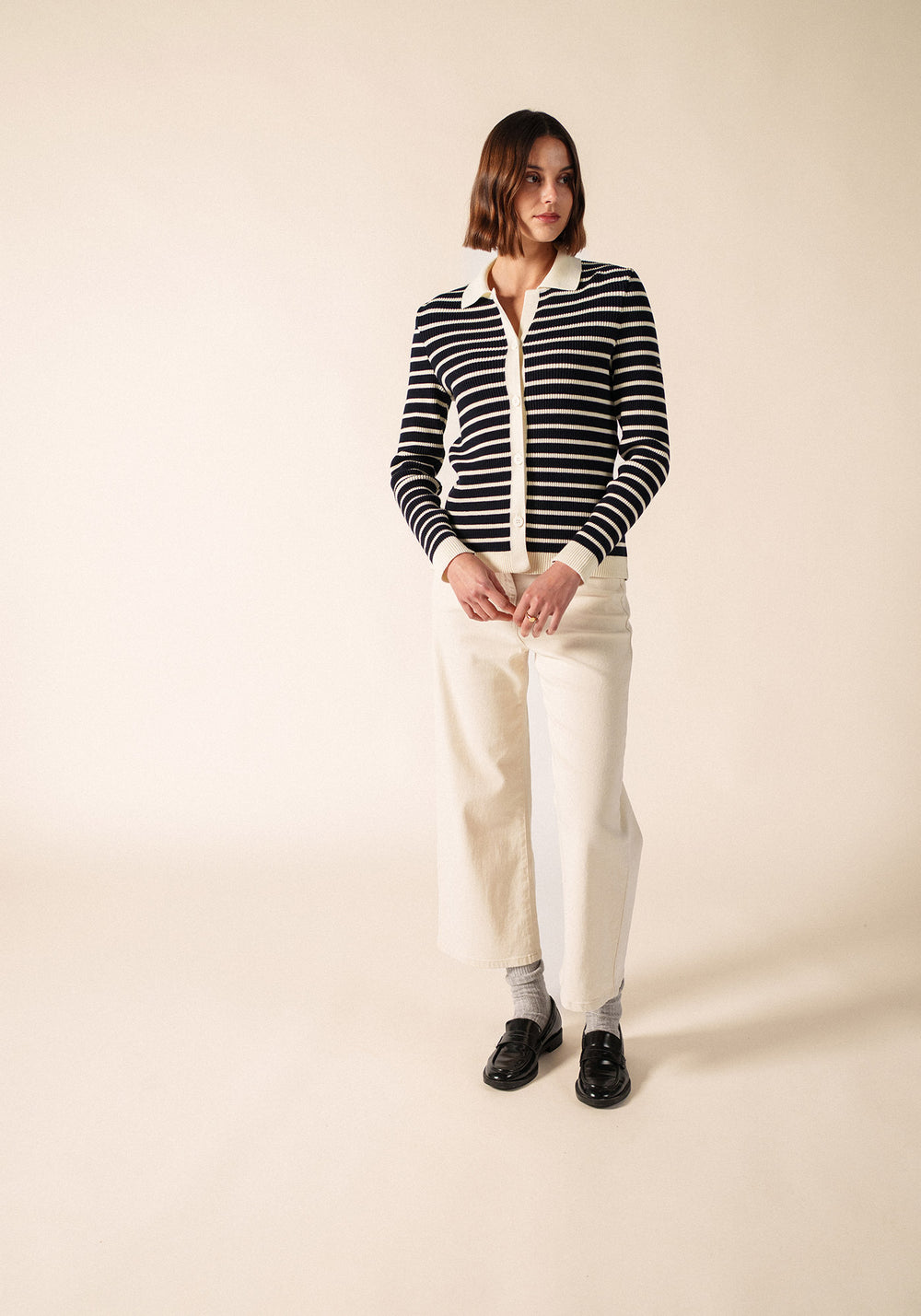 Equainville Cardigan (NAVY/ECUME)