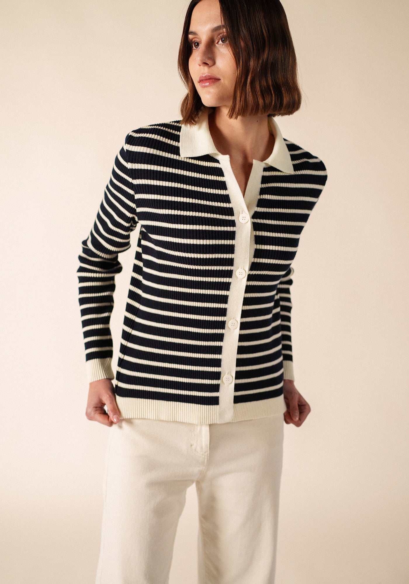 Equainville Cardigan (NAVY/ECUME)