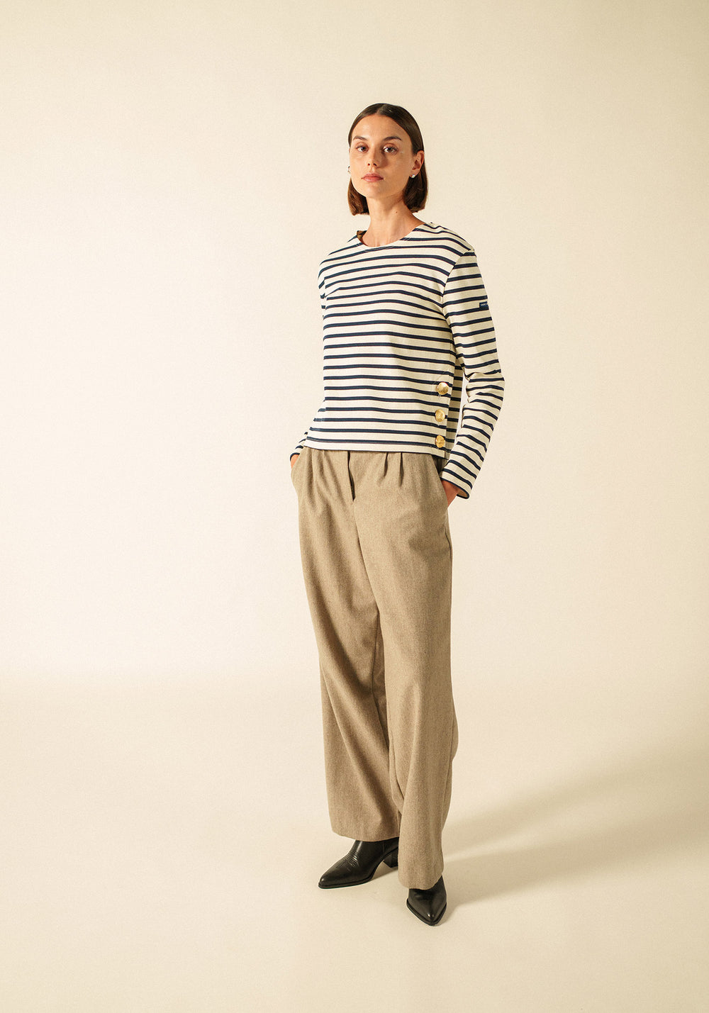 Saurat Breton Shirt (ECRU/MARINE)