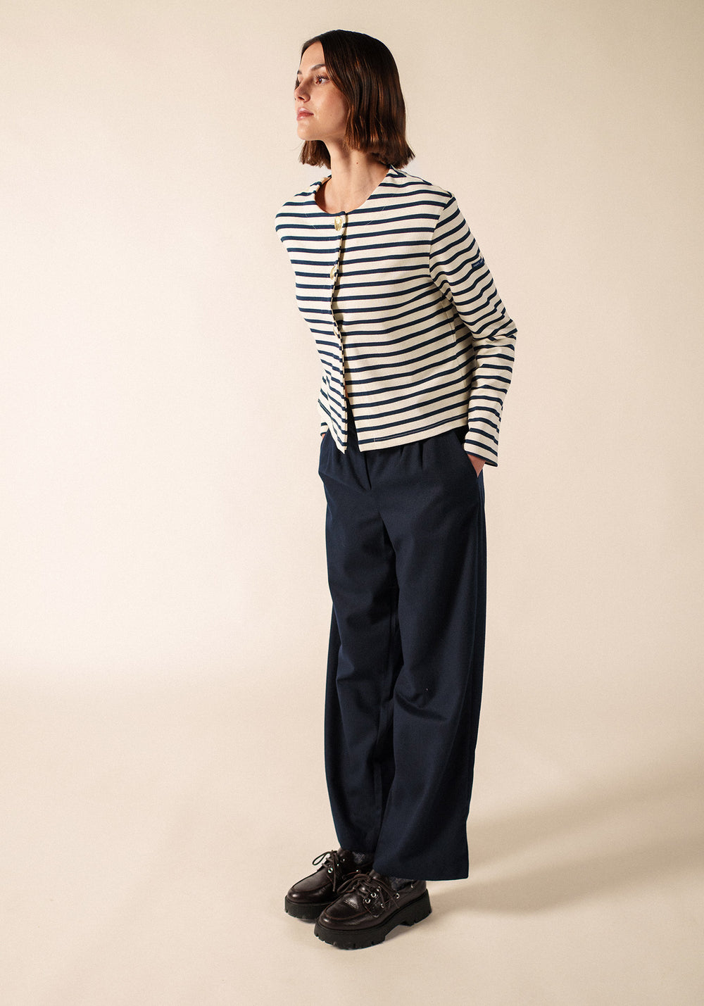 Arignac Cardigan (ECRU/MARINE)