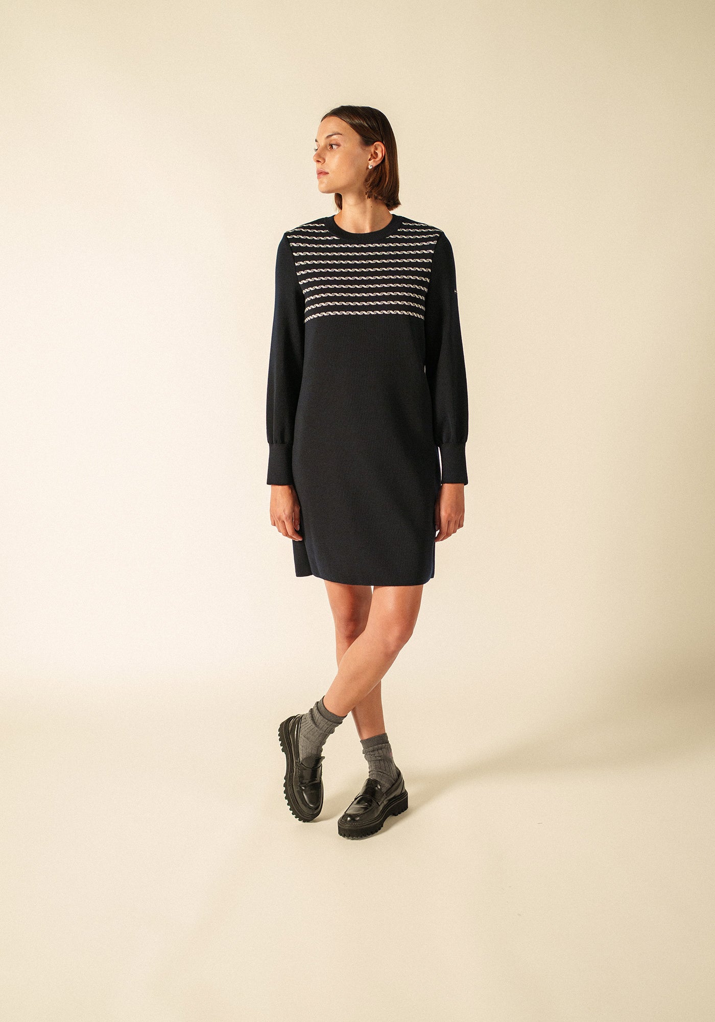 Sana dress x Isabelle Ballu (NAVY/ECUME)