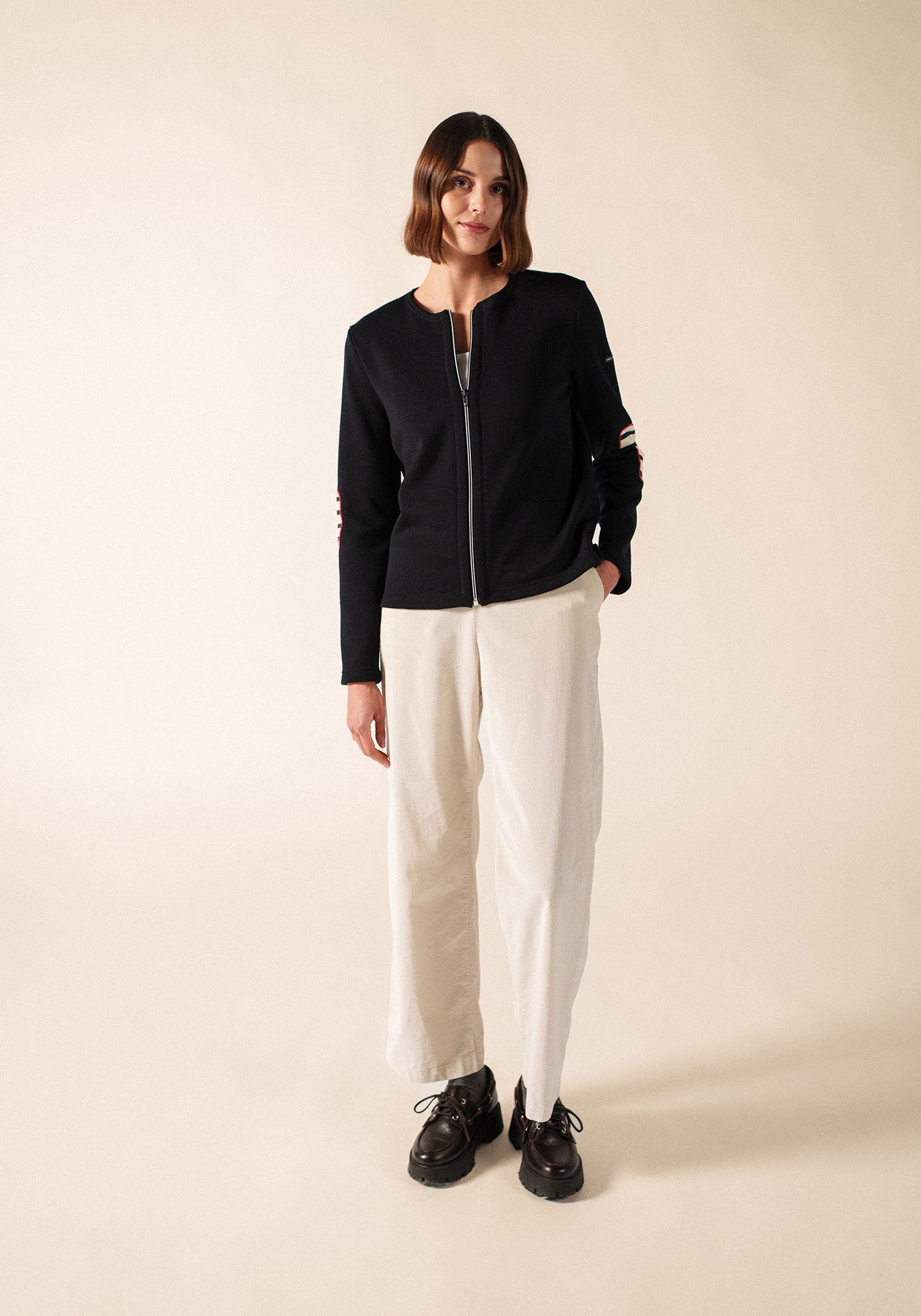 Vaujany Cardigan (NAVY/ECRU/TULIPE)