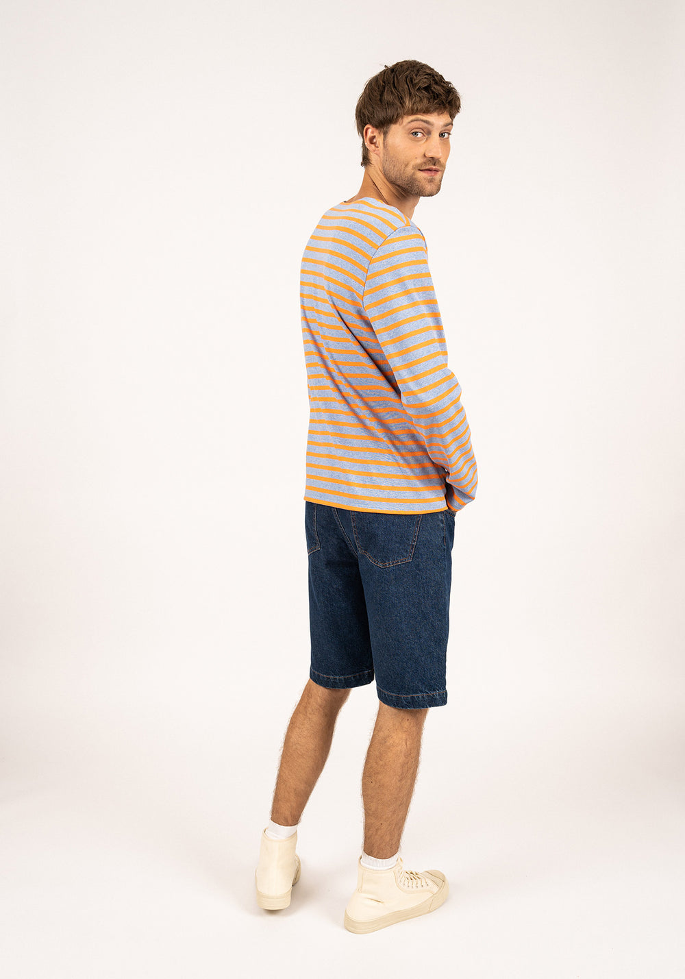 Méridien Breton shirt (DENIM/ORANGE FLUO)