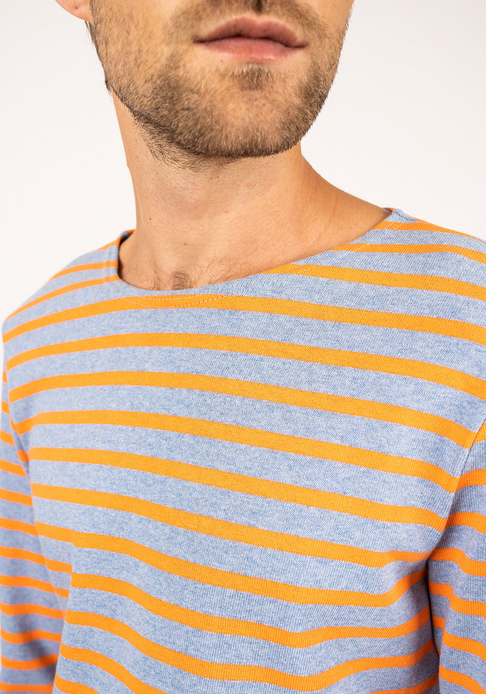 Méridien Breton shirt (DENIM/ORANGE FLUO)