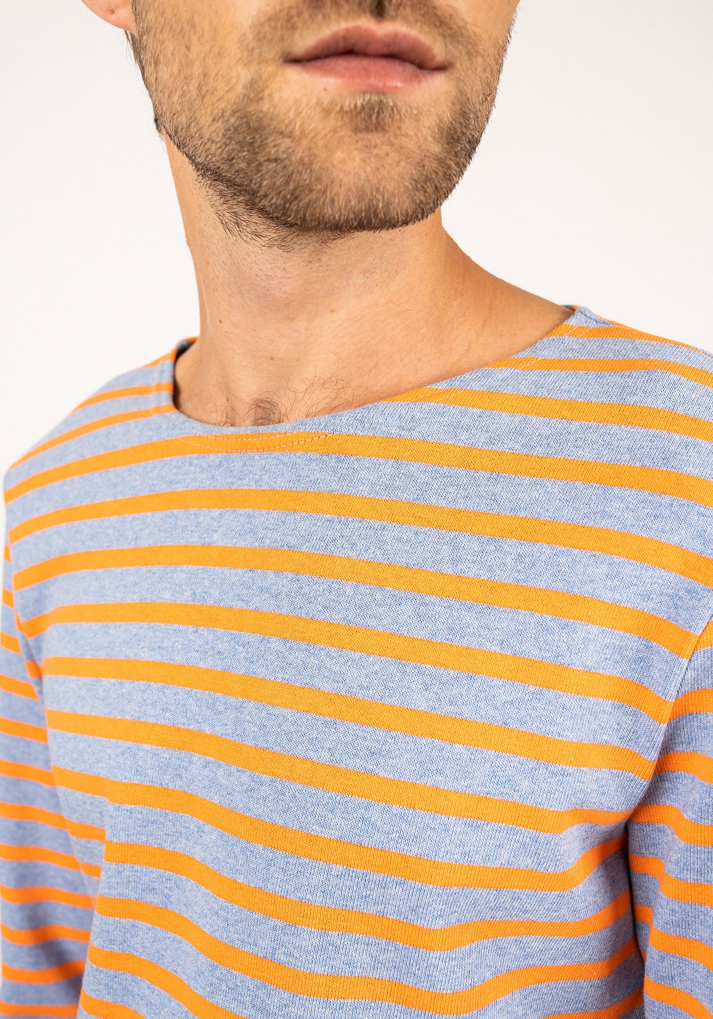 Méridien Breton shirt (DENIM/ORANGE FLUO)