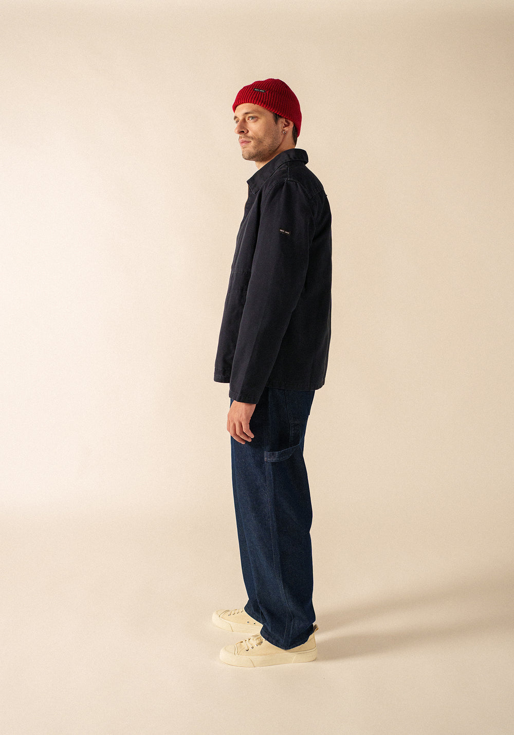 Zephyr smock style jacket - zipped, in cotton canvas (MARINE)