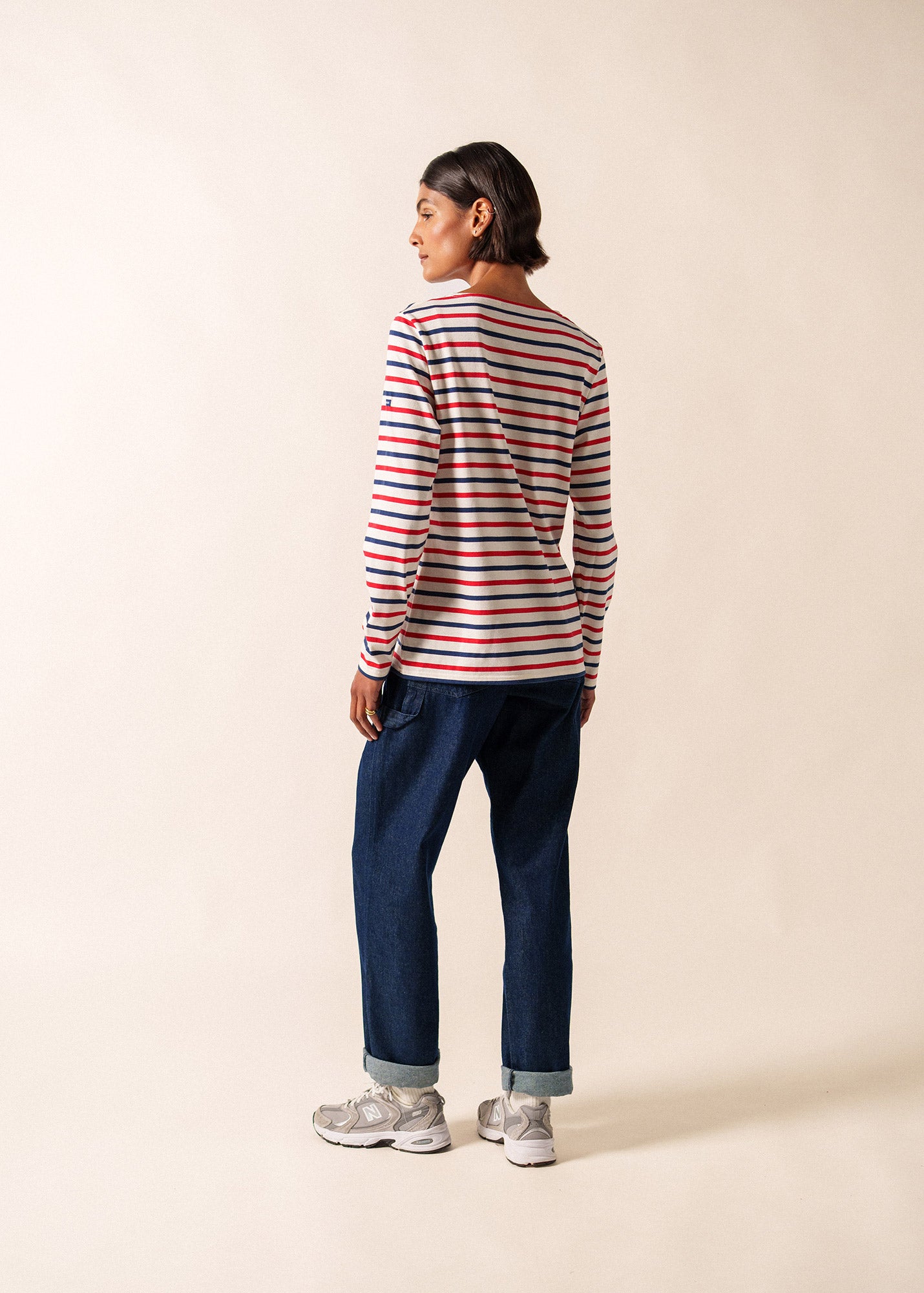 Minquidame tricolour striped sailor shirt slim fit, in light
