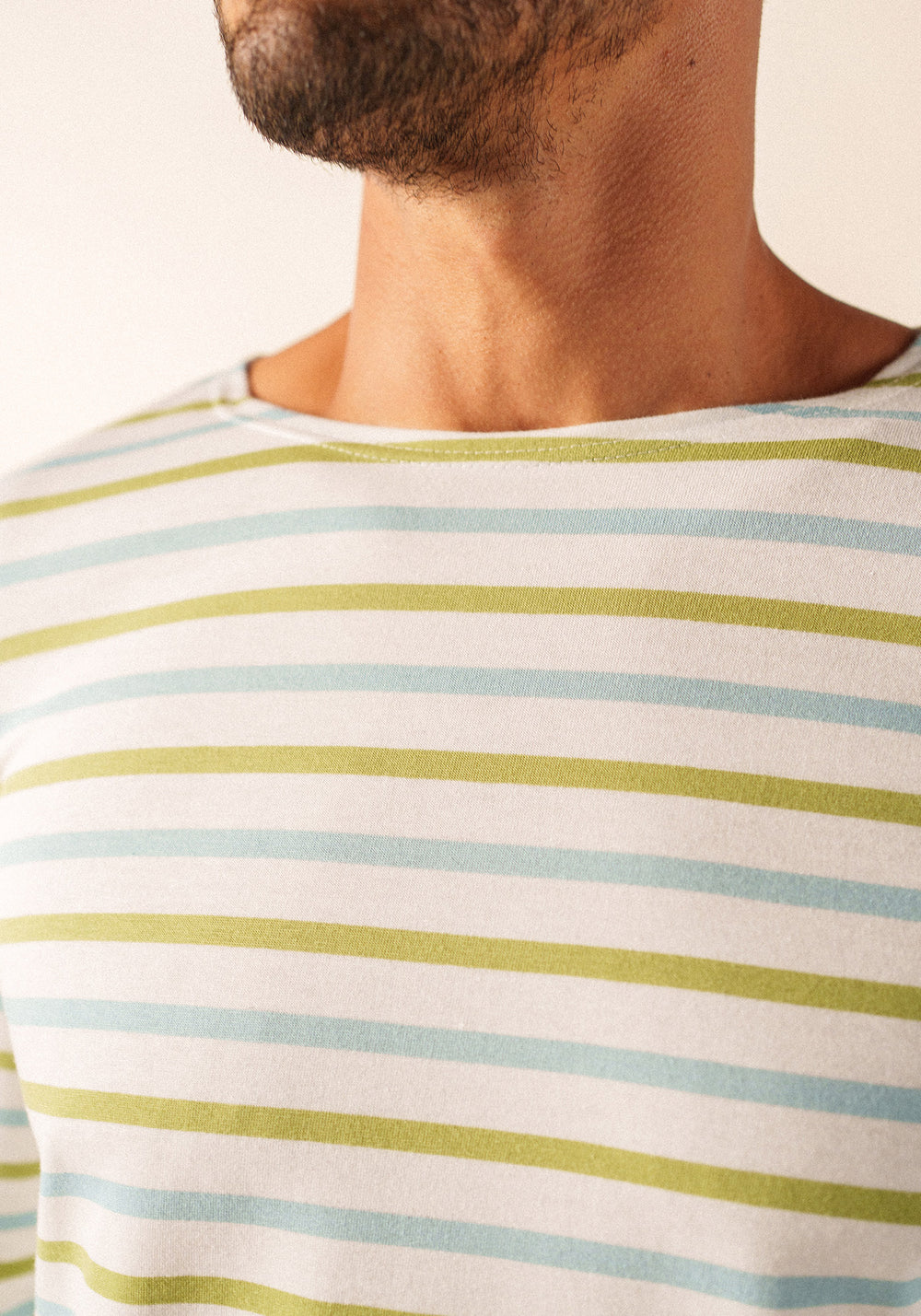 Minquiers tricolour Breton shirt (NEIGE/NUANCE/OIL)