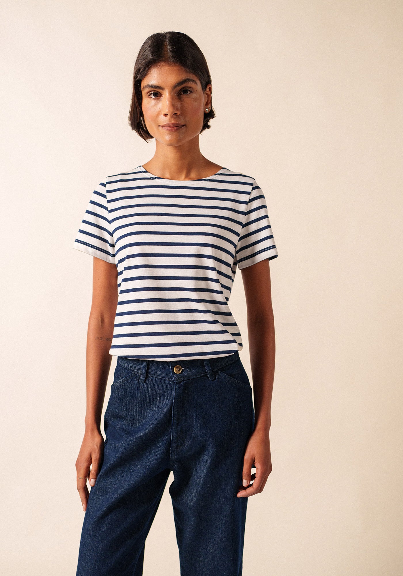 Etrille Breton shirt (NEIGE/MARINE)