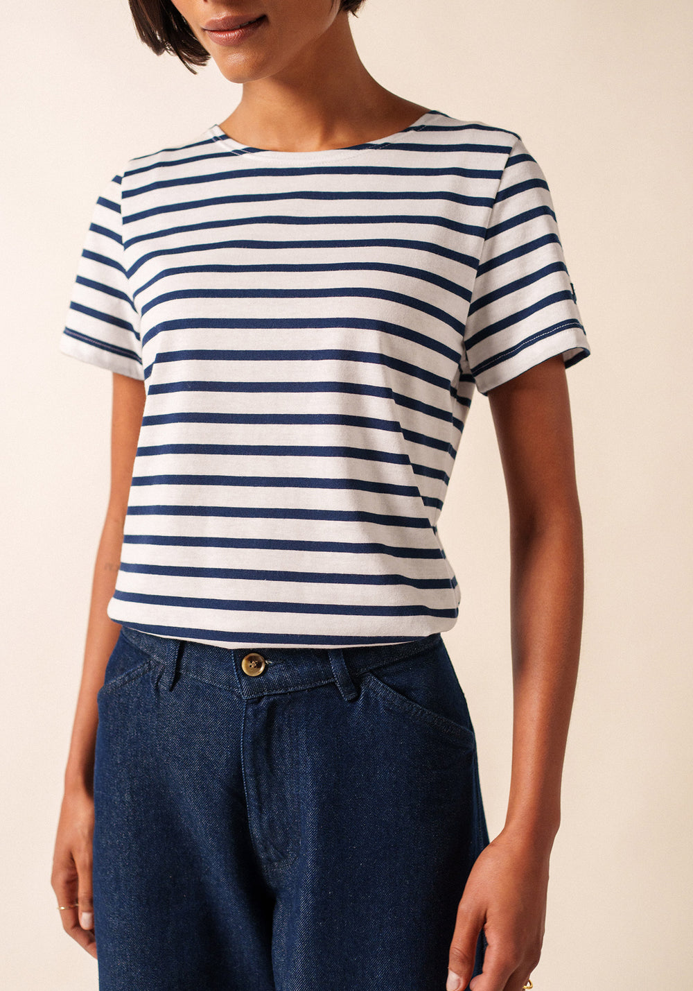 Etrille Breton shirt (NEIGE/MARINE)