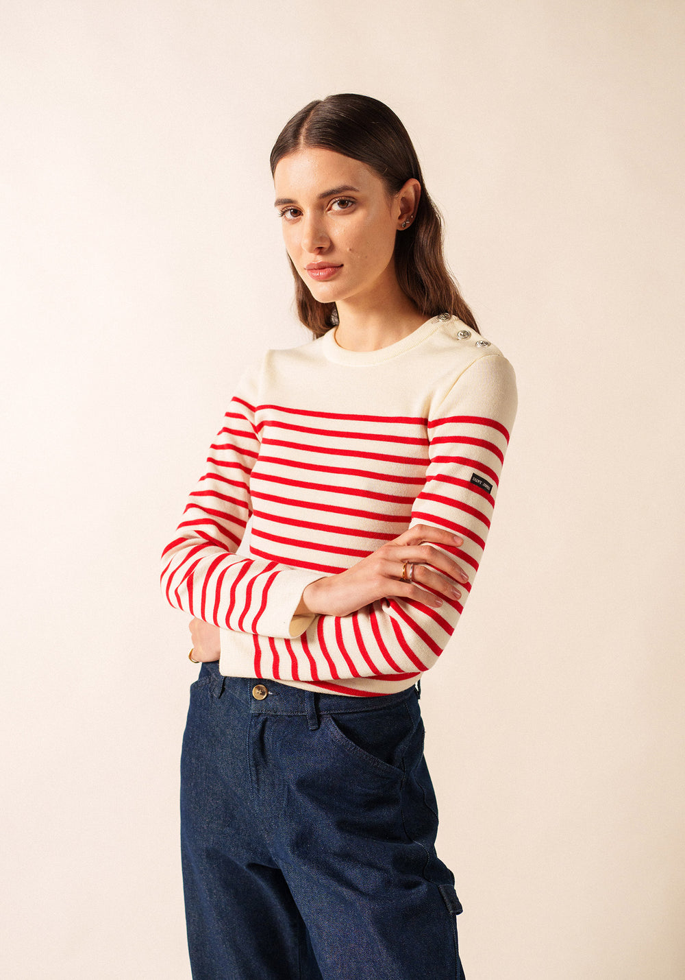 Marée authentic striped sailor jumper - slim fit, in wool (ECUME/TULIPE)