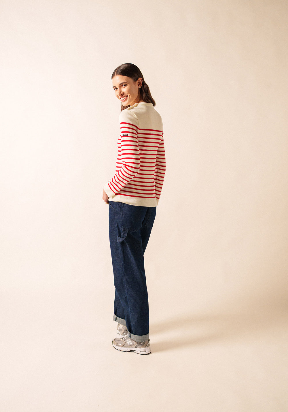Marée authentic striped sailor jumper - slim fit, in wool (ECUME/TULIPE)
