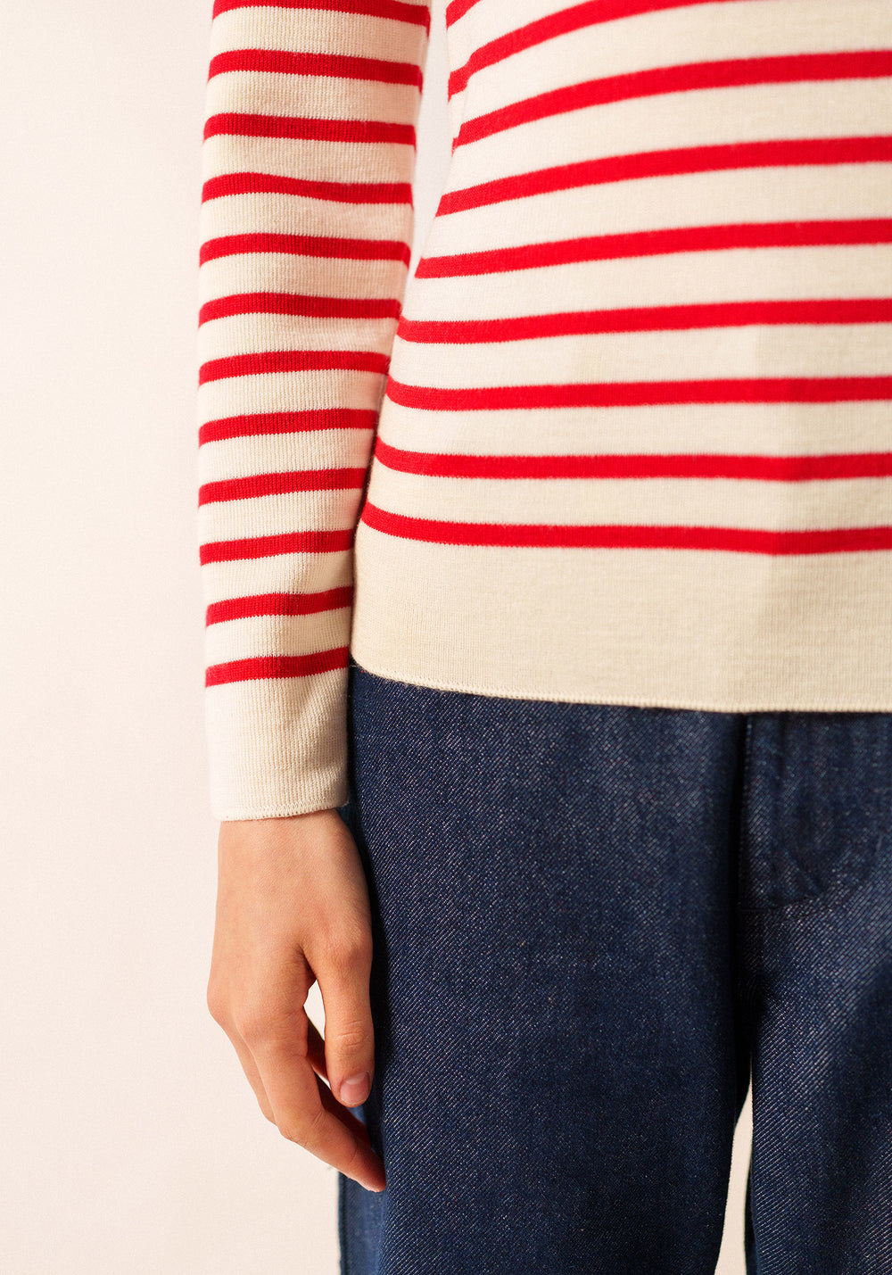 Marée authentic striped sailor jumper - slim fit, in wool (ECUME/TULIPE)