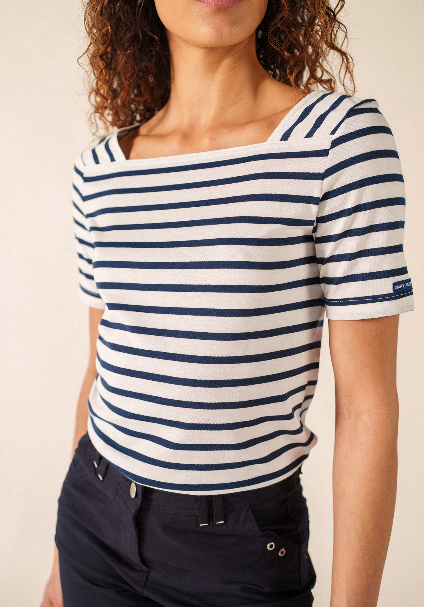Pléneuf cotton Breton shirt (NEIGE/MARINE)