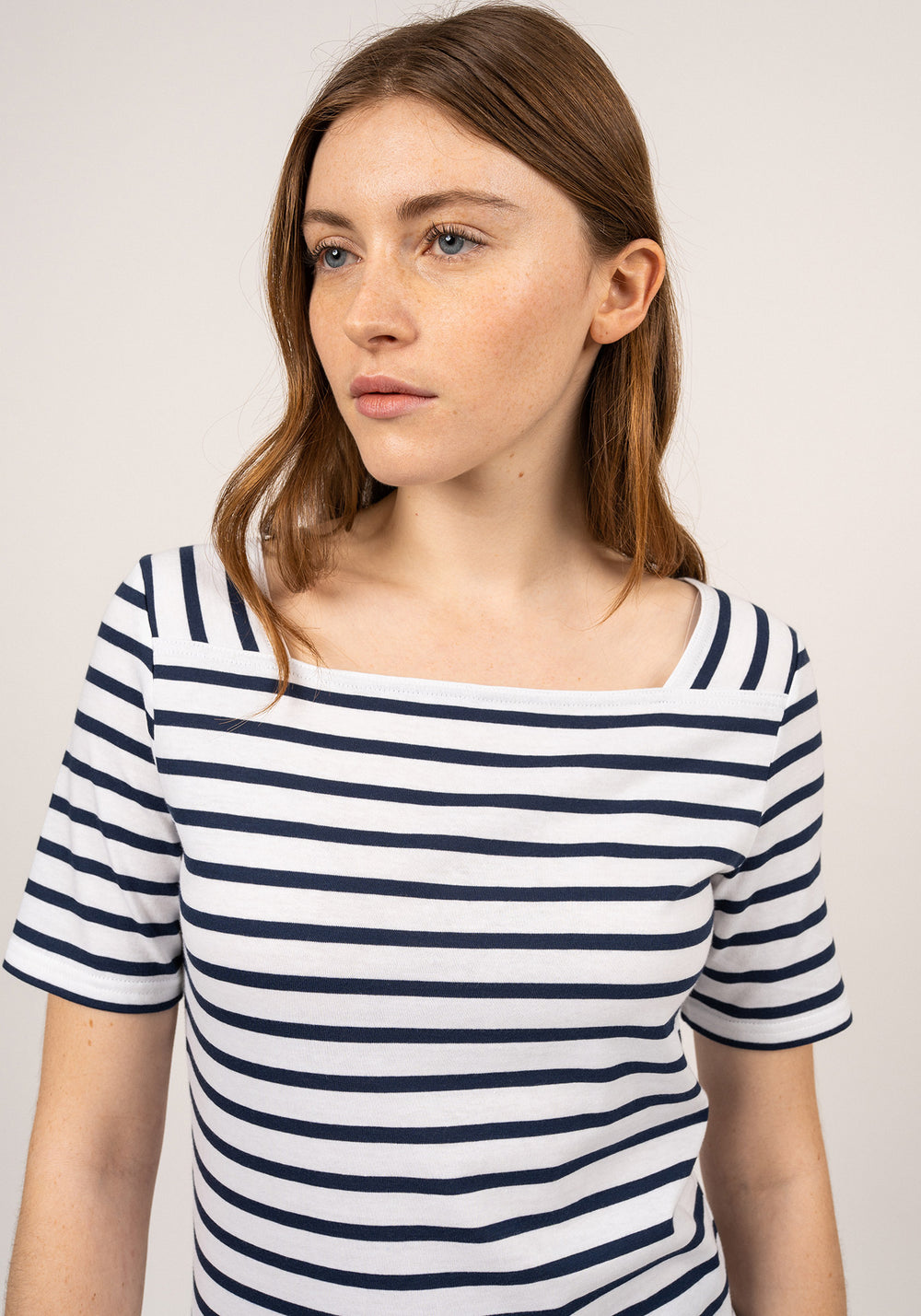 Pléneuf cotton Breton shirt (NEIGE/MARINE)