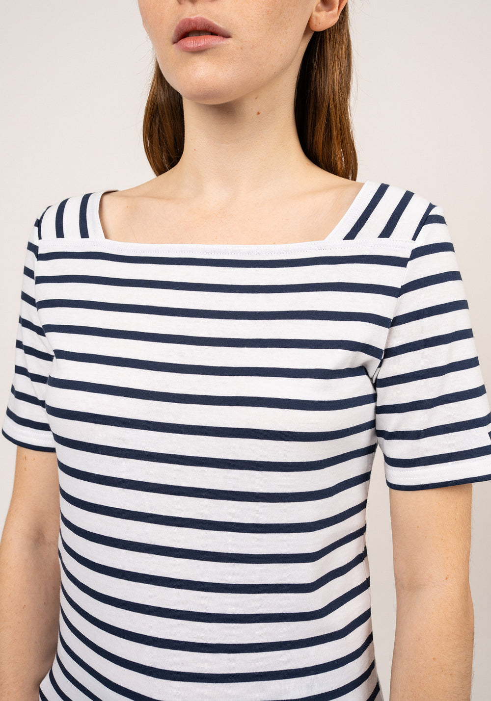 Pléneuf cotton Breton shirt (NEIGE/MARINE)