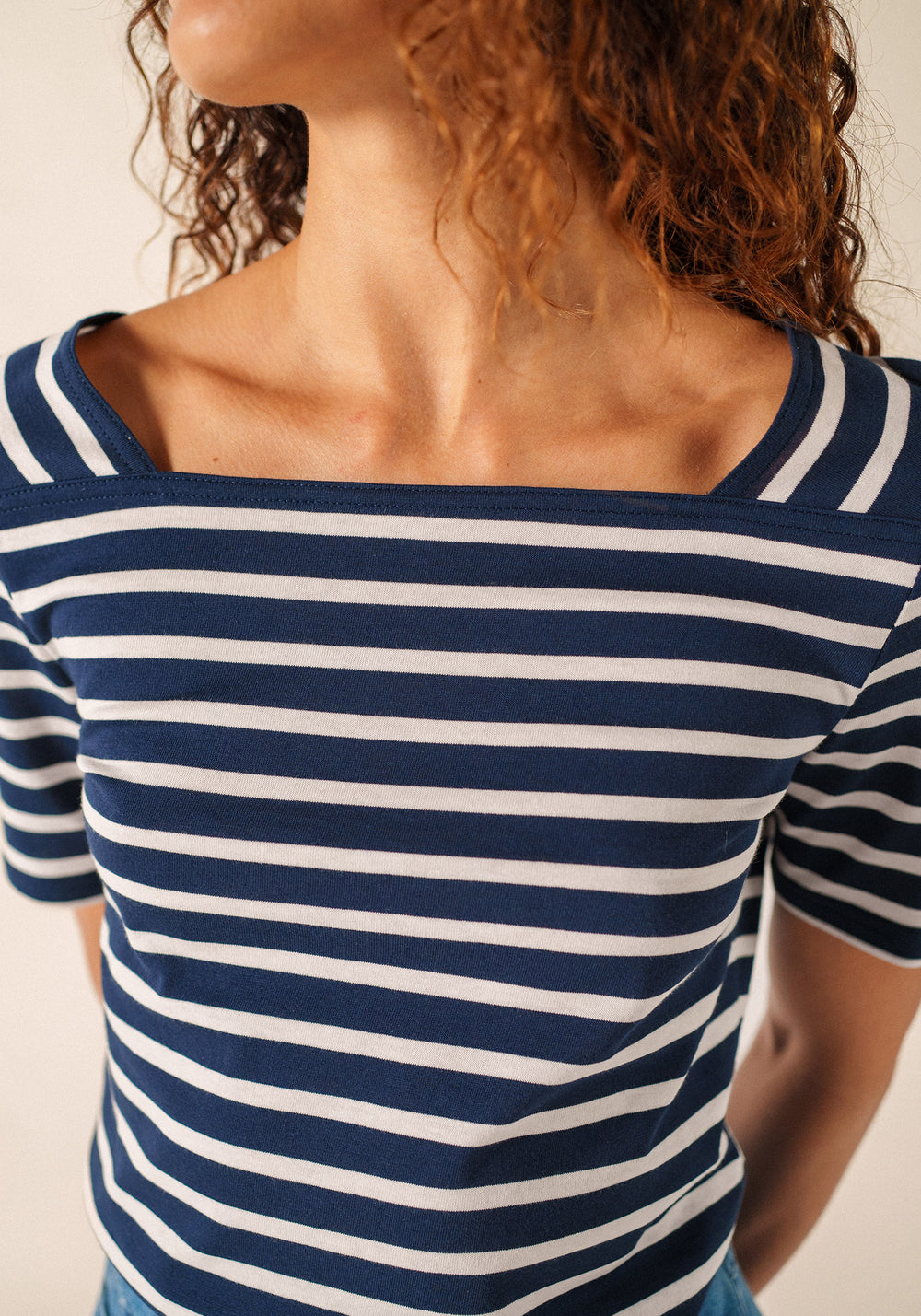 Pléneuf cotton Breton shirt (MARINE/NEIGE)