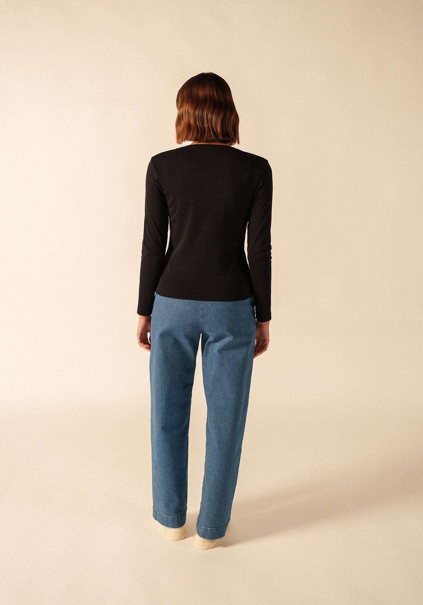 Celina long sleeve t-shirt - round neck, in cotton (NOIR)